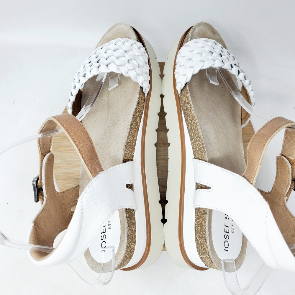 Josef Seibel Clea 16 Sandals Womens 41 White Leather Platform Straps Chunky Shoe - Picture 10 of 13